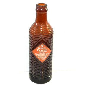 Vintage Orange Crush Soda Bottle 7 Ounce Size Dark Colored Glass Ribbed